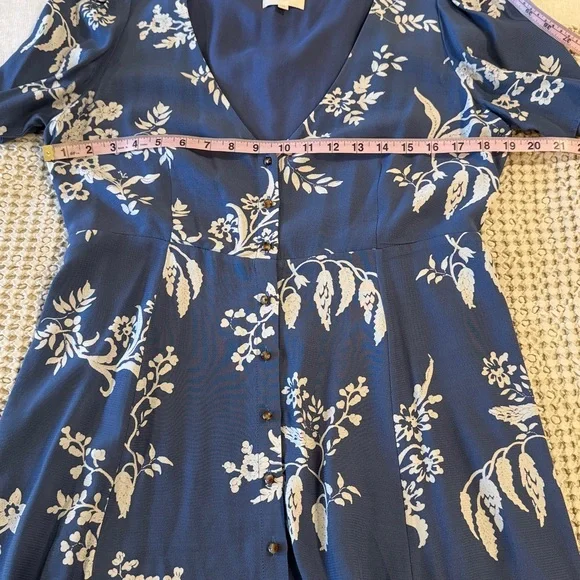 SÉZANE Lily Dress in Blue & Cream Floral Print sz US 8 / FR 40 EUC - Picture 9 of 12